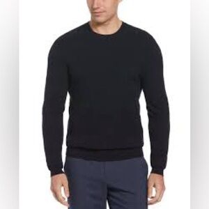 Perry Ellis 100% Silk Sweater Pull Over Knit Long Sleeve Crew Neck Black L